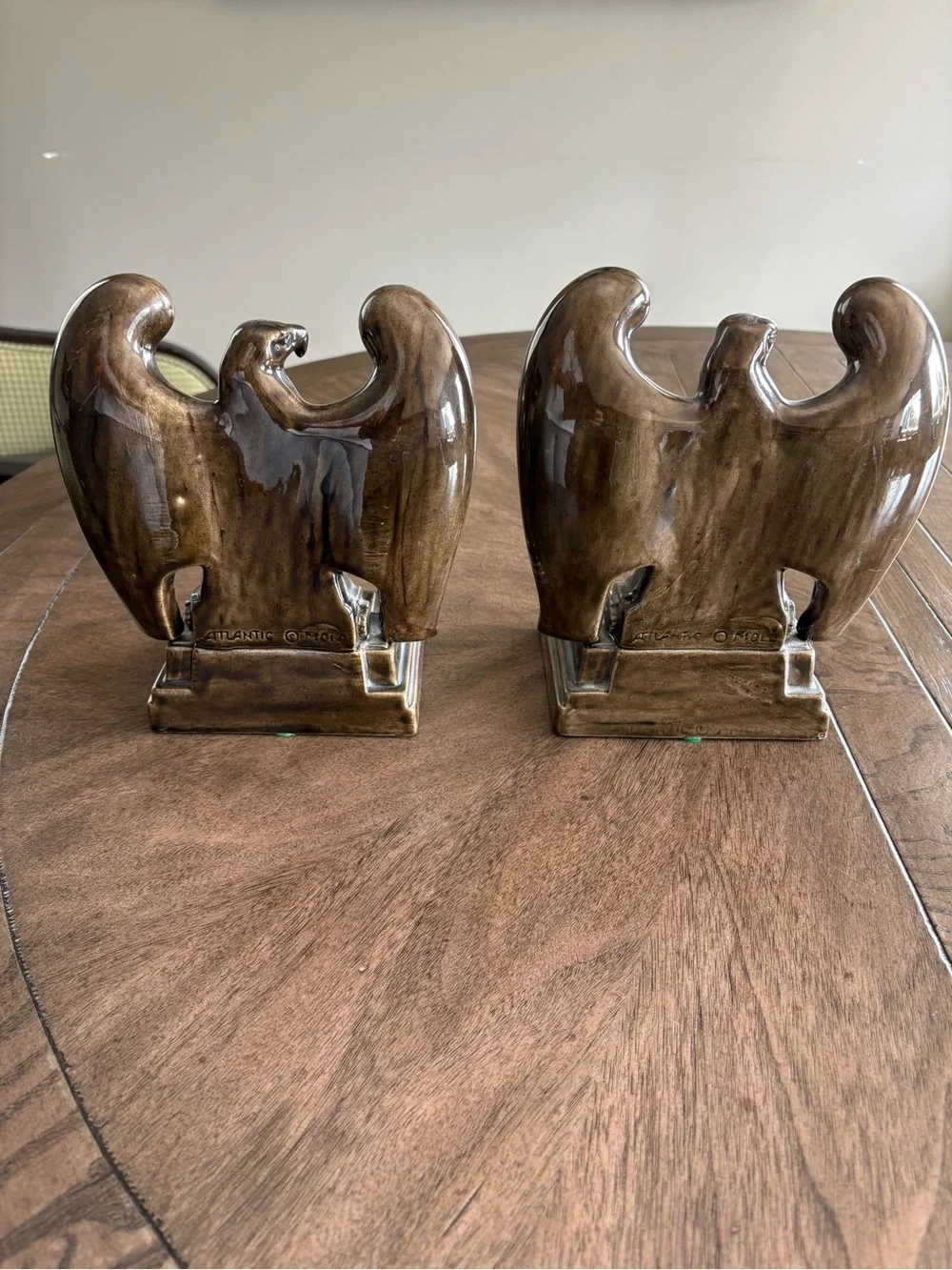Pair of Decorative Eagle Bookends in Bronze Tone